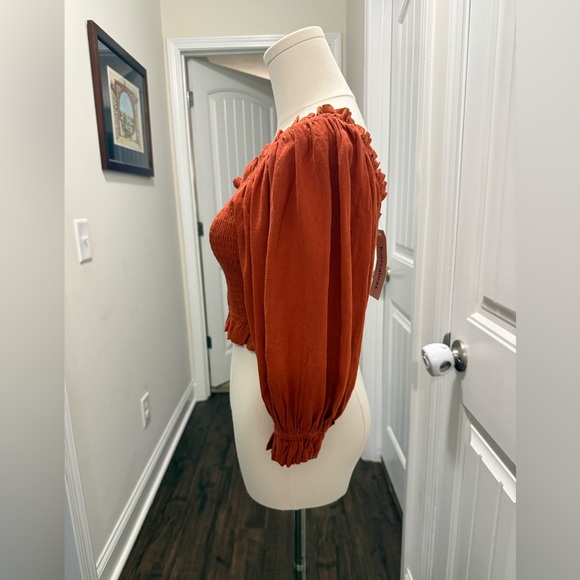 B. Original Rust Colored Smocked Off the Shoulder Blouse - Picture 2 of 11